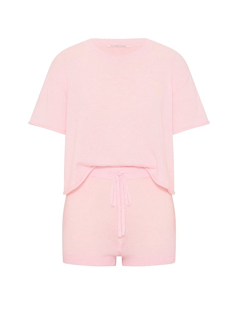 Pleteni set za spavanje - Luxe Knit top i kratke hlače. Proizvod je ružičaste boje i dolazi iz Victoria's Secret kolekcije.