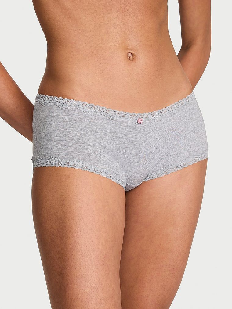 Lace Trim Pamučne bokserice s čipkastim obrubom
