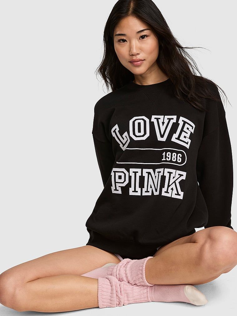 PINK Oversized majica s okruglim izrezom Campus Fleece