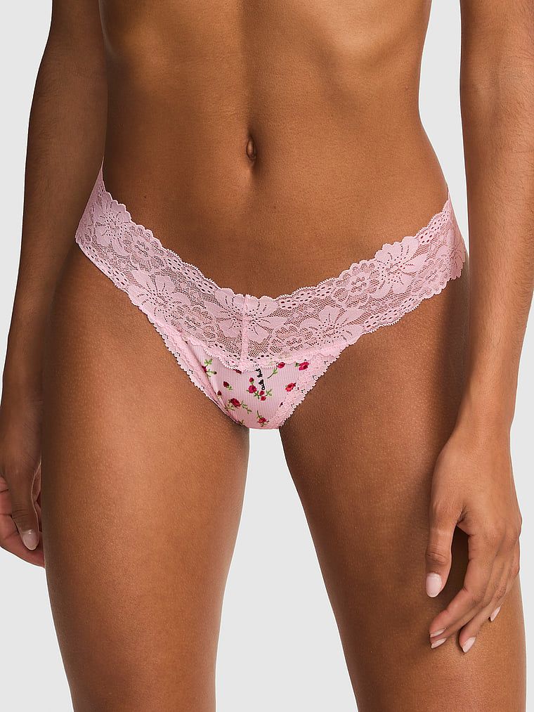 Pamučne tange PINK Wink s čipkastim obrubom