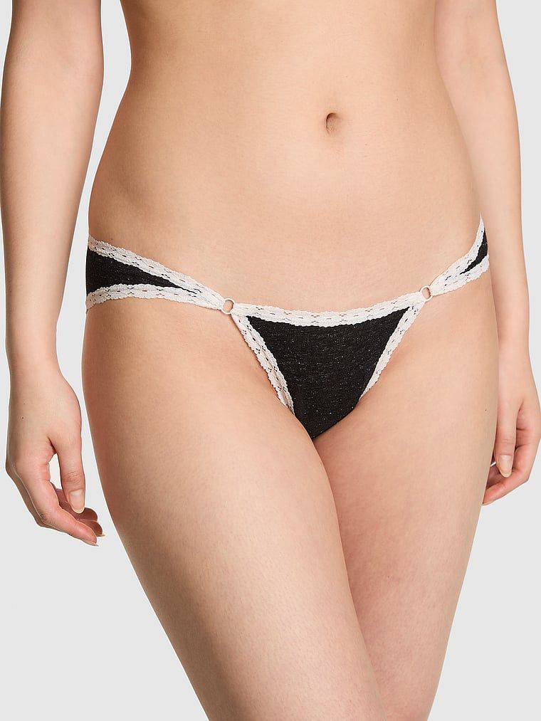 PINK Pamučne cheeky gaćice niskog struka s čipkastim rubom