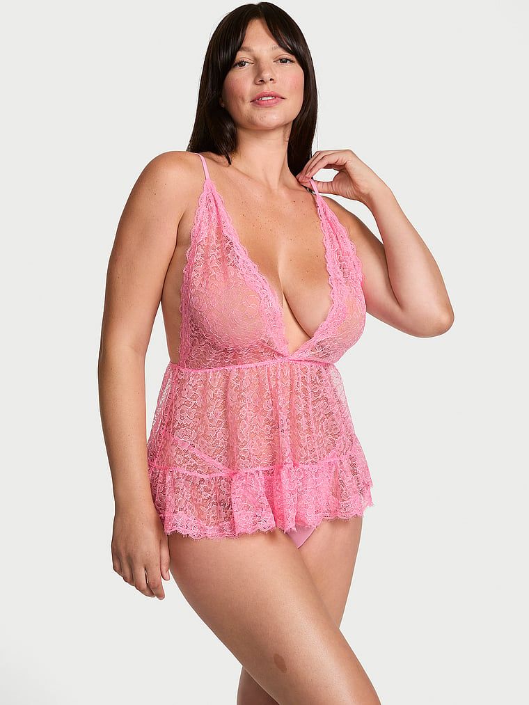 Victoria's Secret Čipkasti Babydoll komplet Tease s dubokim dekolteom