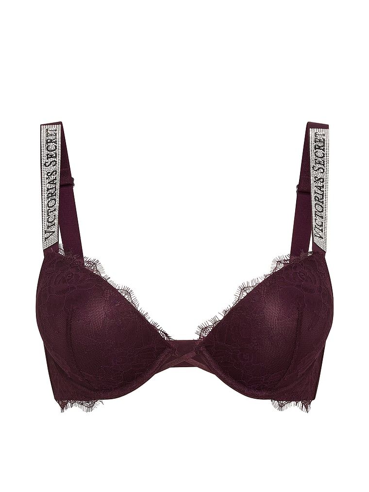 Push-up čipkasti grudnjak za povećanje veličine Bombshell Shine Strap. Proizvod je ljubičaste boje i dolazi iz kolekcije Very Sexy.