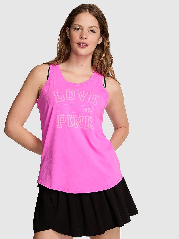 PINK Pamučni top bez rukava Campus Cotton