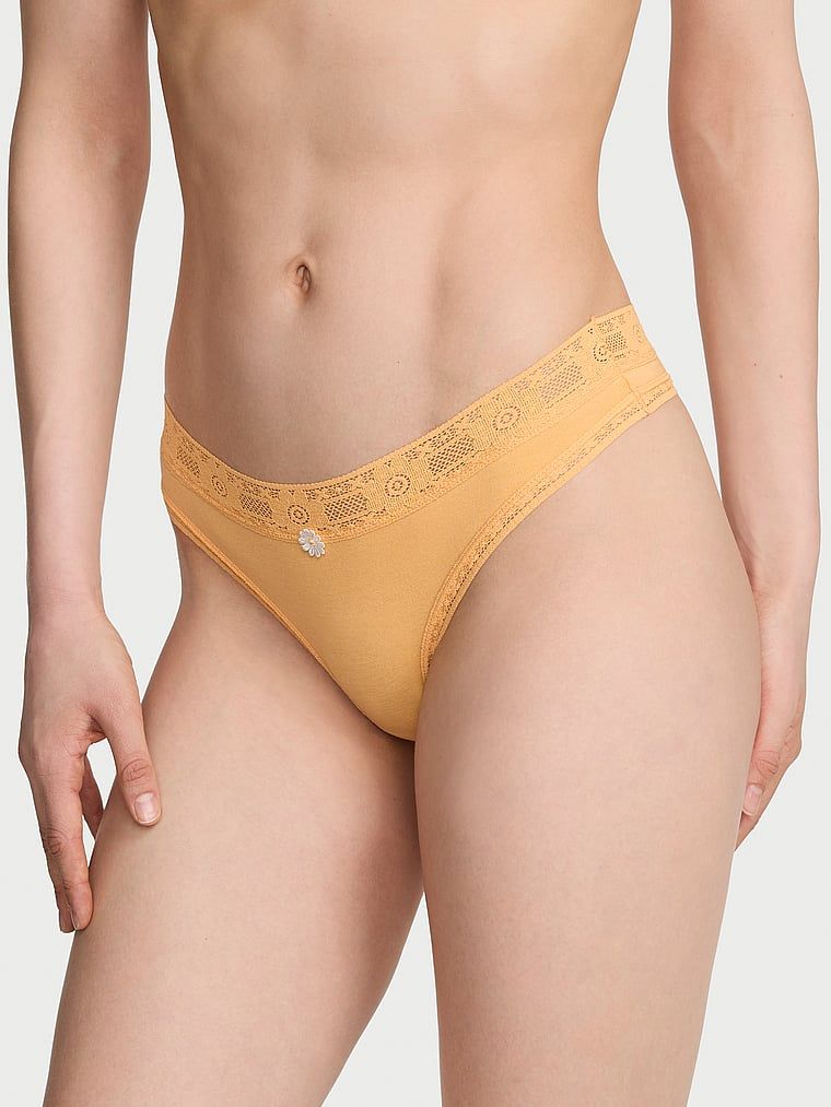 Lace Trim Pamučne tangice s čipkastim obrubom