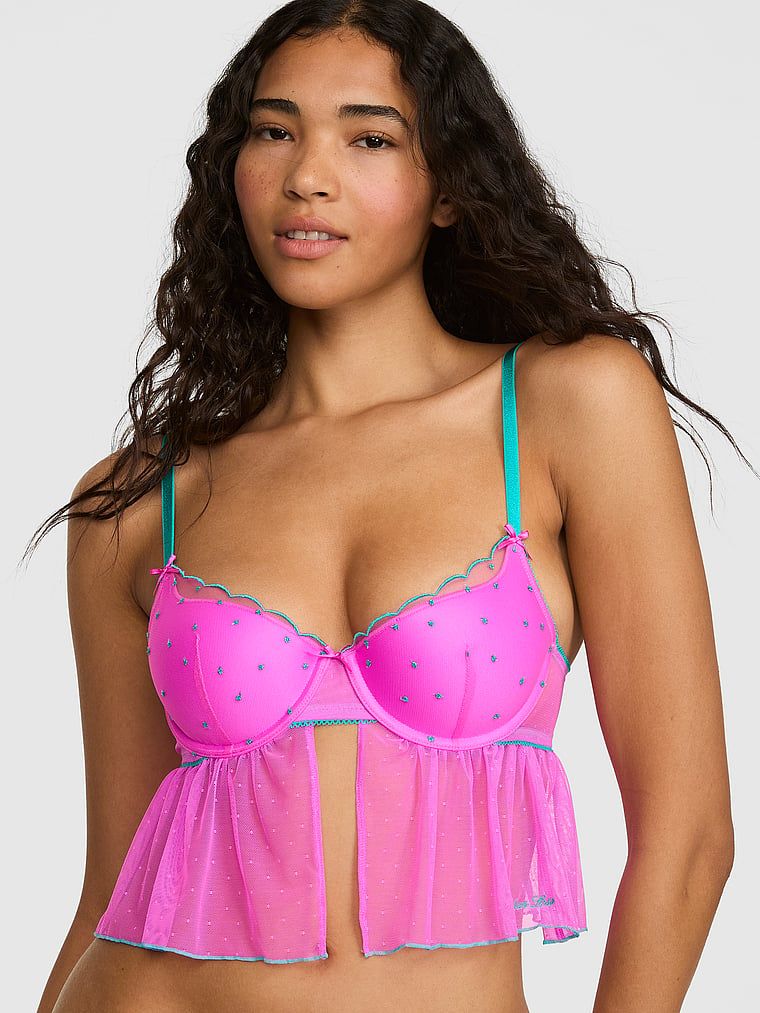 PINK Lagano podstavljeni korzet top sa zaobljenim izrezom PINK Wink