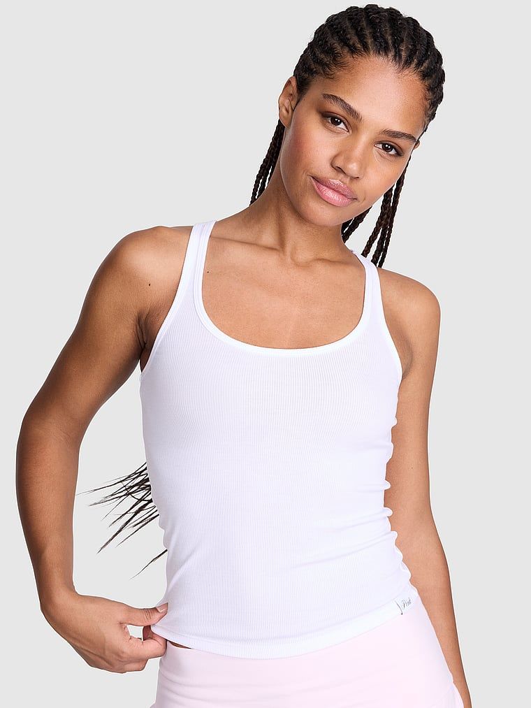 PINK Relaxed Rib Boyfriend top bez rukava
