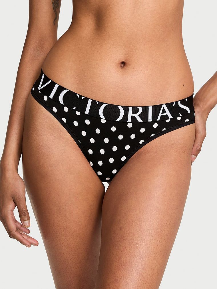 Cotton Pamučne tanga gaćice s raširenim logotipom
