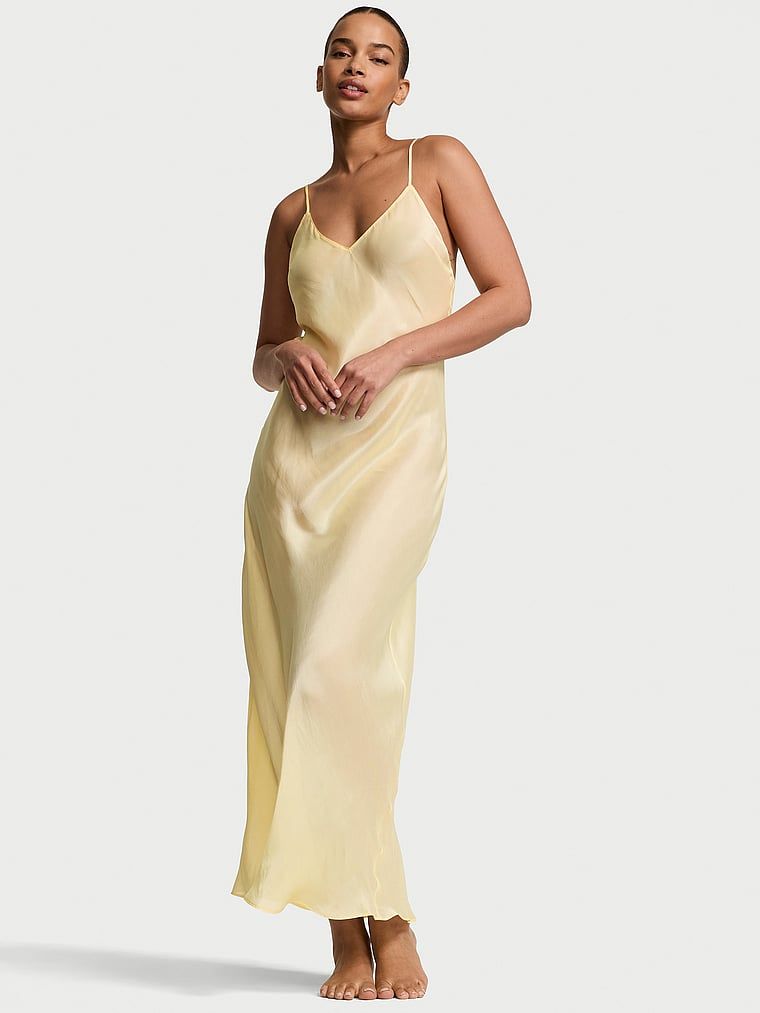 Victoria's Secret Luksuzna prozirna satenska duga slip haljina