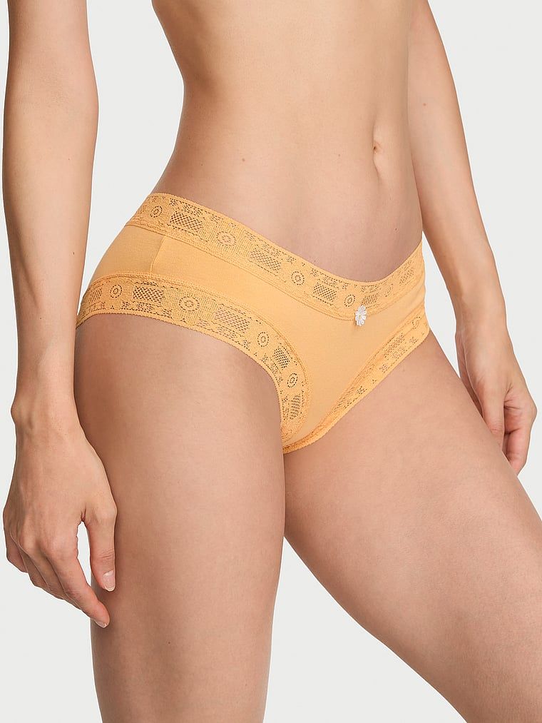 Lace Trim Cheeky pamučne gaćice s čipkastim obrubom