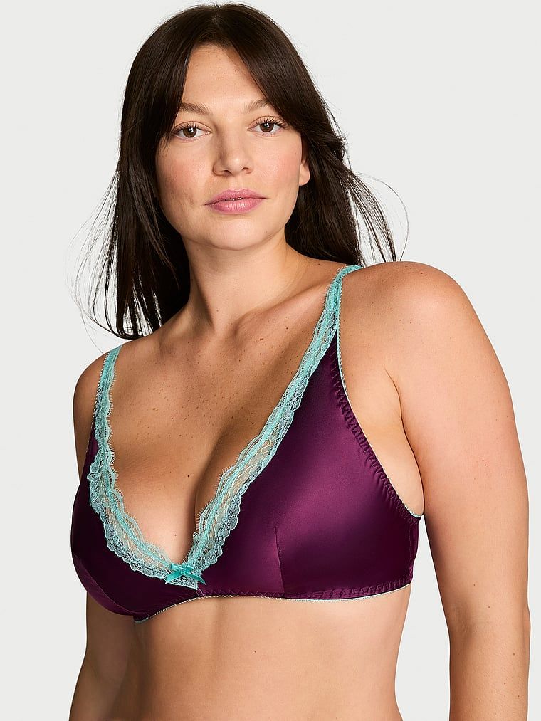 Victoria's Secret Satenski grudnjak Tease bez žice s dubokim dekolteom i čipkastim obrubom