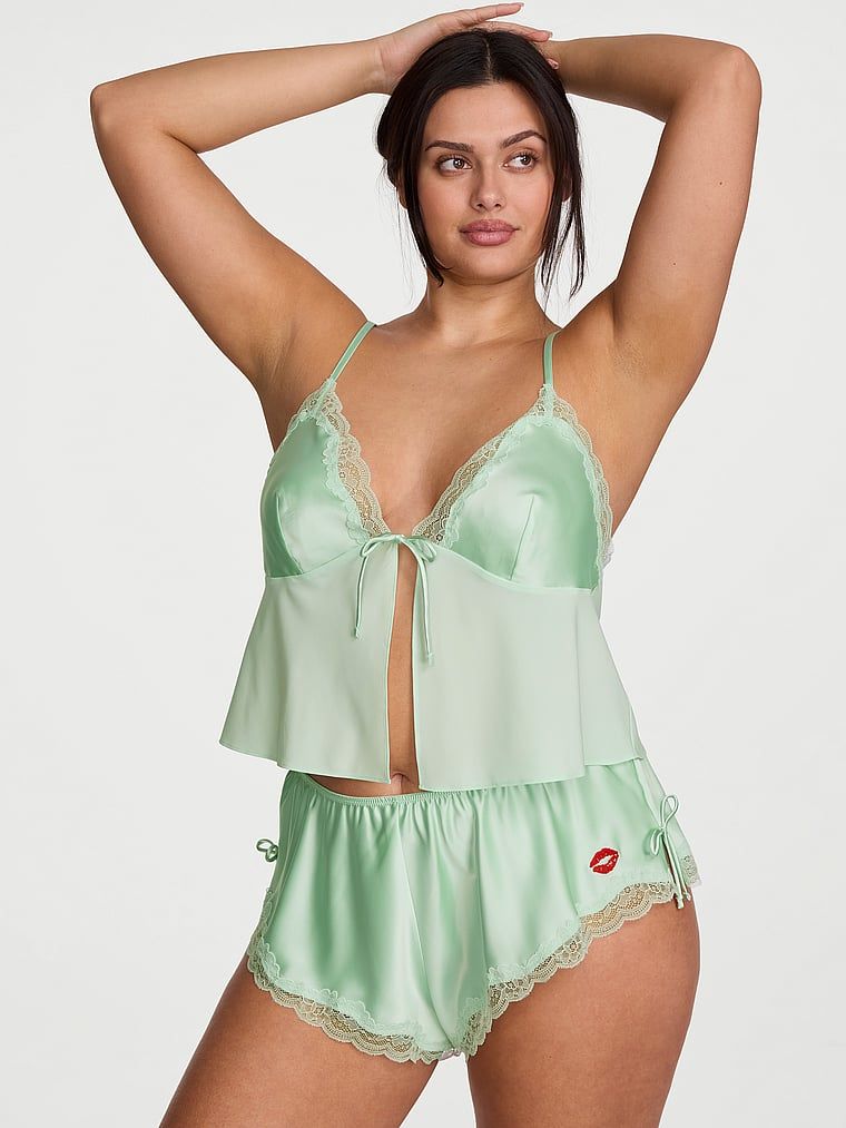 Victoria's Secret Komplet s majicom bez rukava od satena i šifona rastvorenog kroja