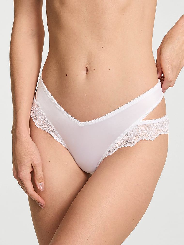 Very Sexy Tanga gaćice s čipkastim porubom na ružice i izrezima