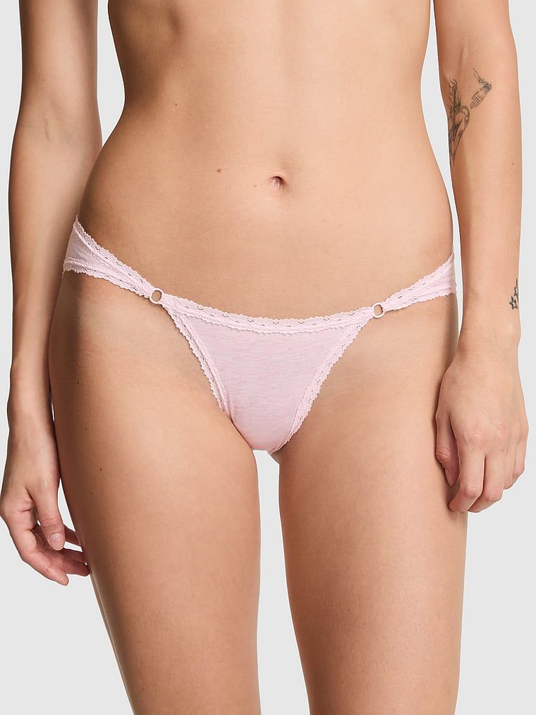 PINK Pamučne s čipkastim obrubom niskog struka cheeky gaćice