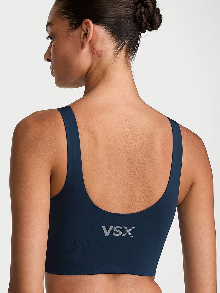 VSX Elevate sportski grudnjak s glatkim završetkom. Proizvod je plave boje i dolazi iz VSX kolekcije.