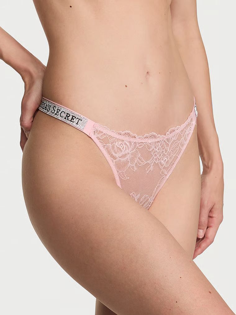 Very Sexy Sjajne gaćice s čipkom s motivom ruže i trakicama