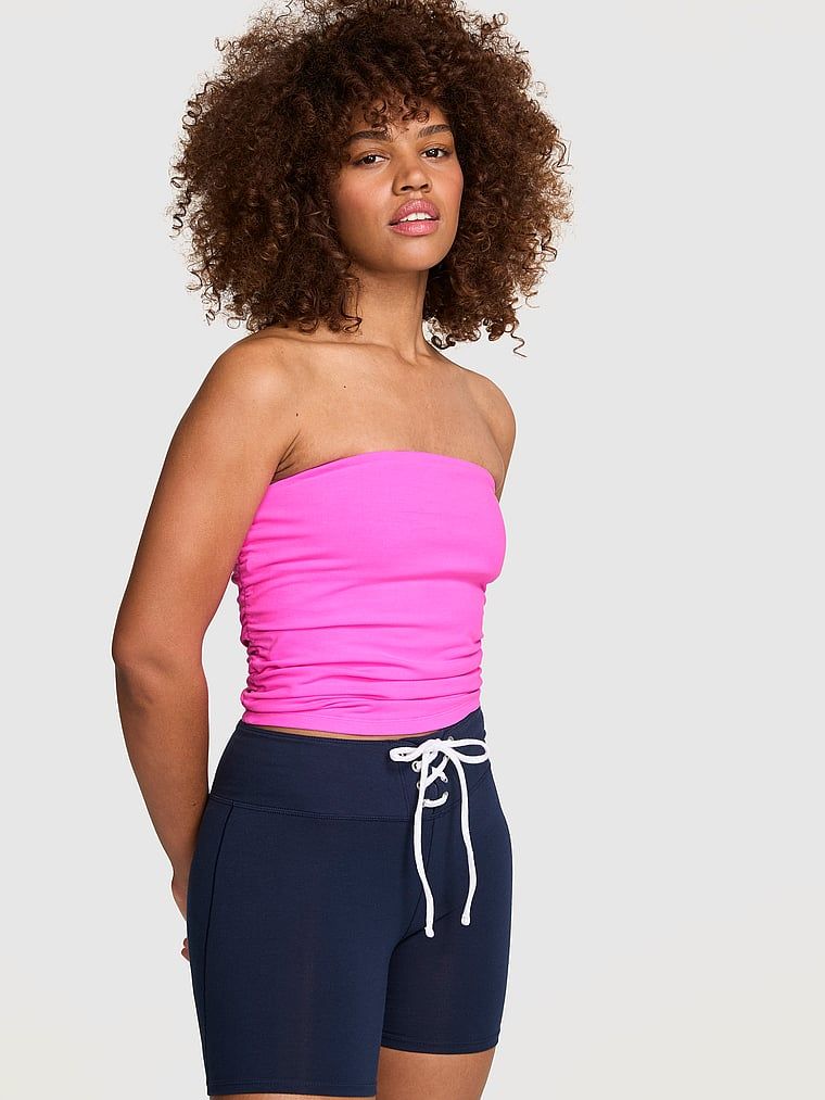 PINK Bandeau top s bočnim naborima All-Day Cotton