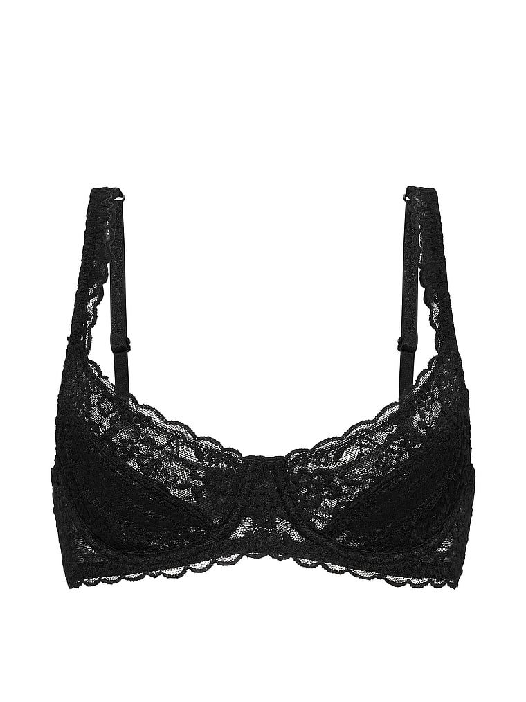 Čipkasti balconette grudnjak bez podstave. Proizvod je crn i dolazi iz Victoria's Secret kolekcije.