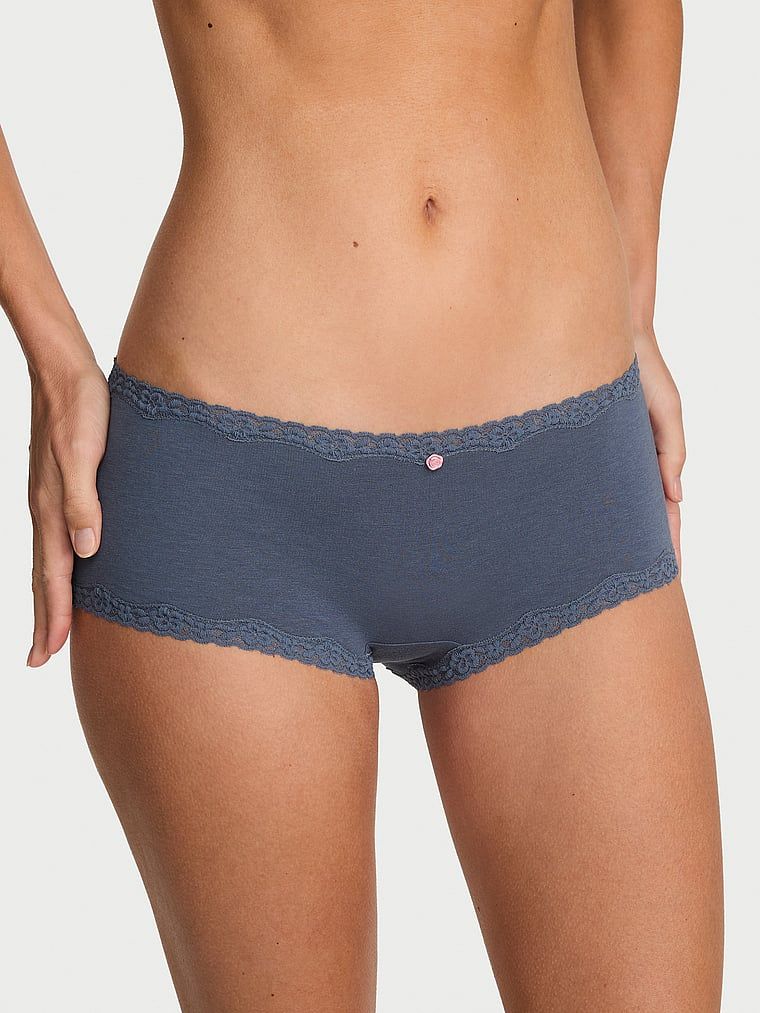 Lace Trim Pamučne bokserice s čipkastim obrubom