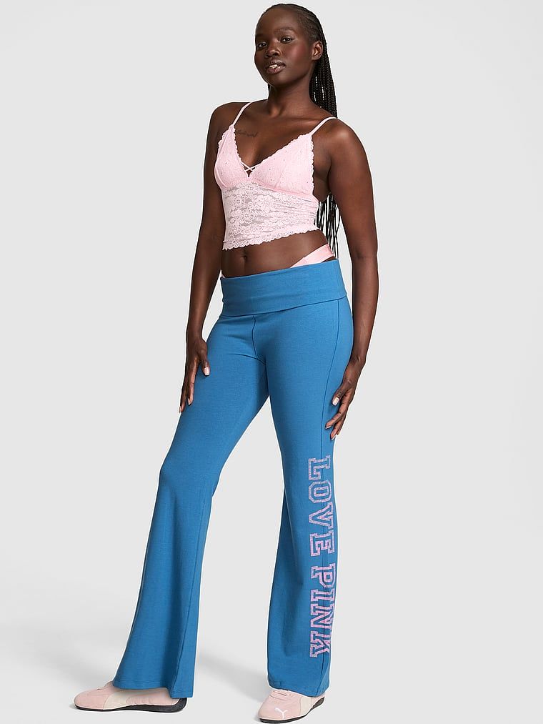 PINK Zvonaste tajice s preklopnim pojasom All-Day Cotton