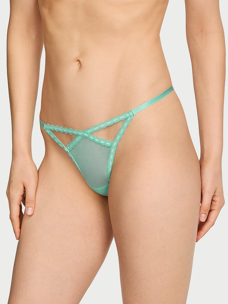 Dream Angels V-string gaćice od mrežice s detaljima vrpce