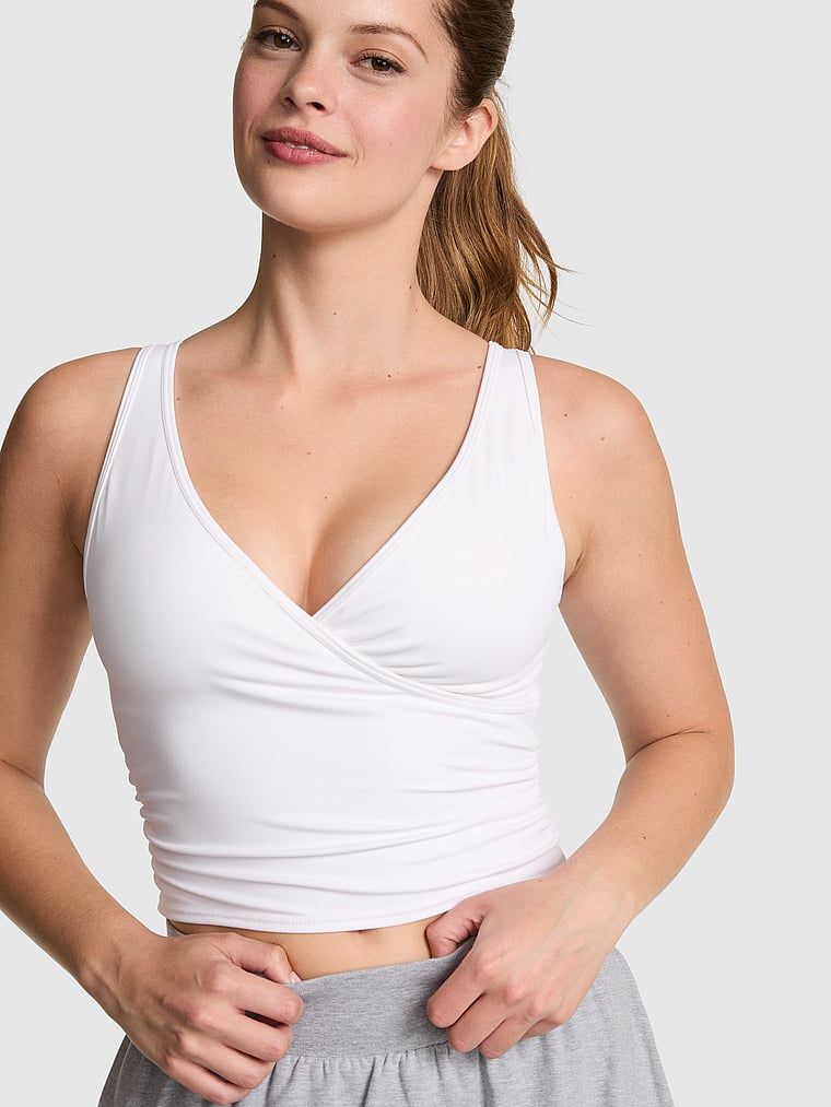 PINK PINK Relay Ruched Wrap bra tank top