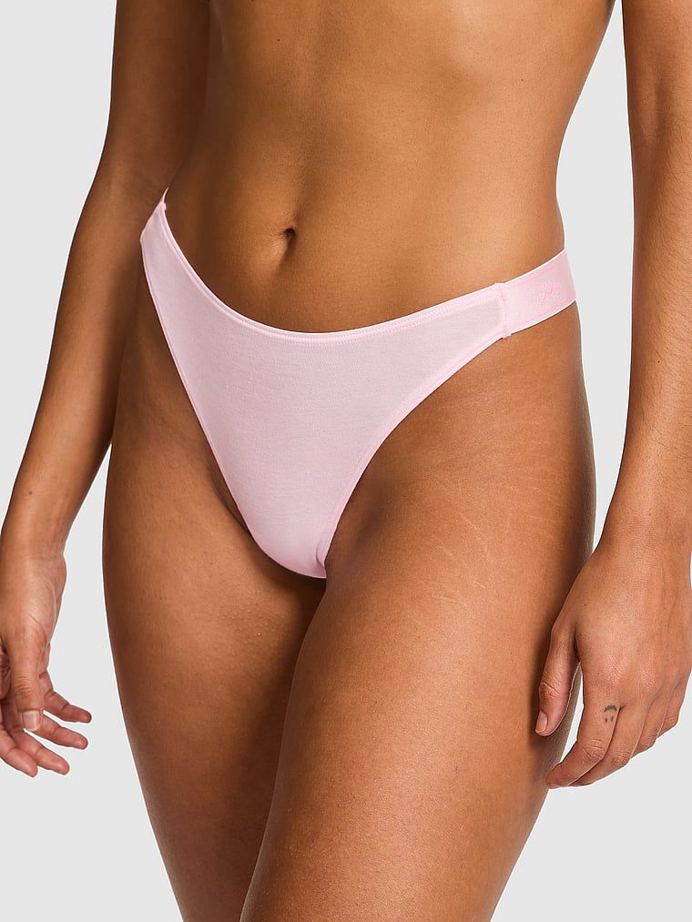 PINK Pamučne tanga gaćice visokog izreza s logotipom