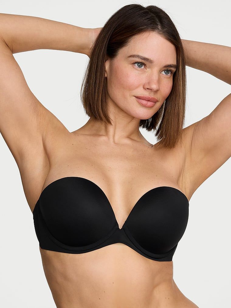 Push-up grudnjak bez naramenica. Proizvod je crn i dolazi iz kolekcije Invisible by Victoria's Secret.