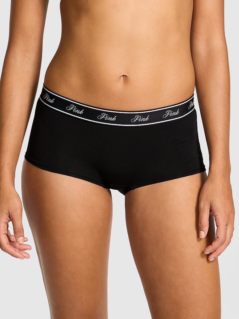PINK Pamučne boyshort gaćice sa sjajnim logotipom