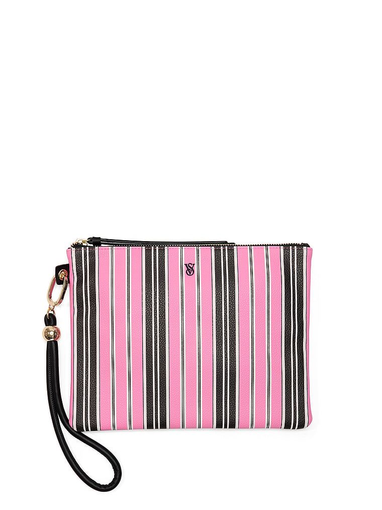 Pink and Black Stripe Trio putnih torbica s ručnom trakom