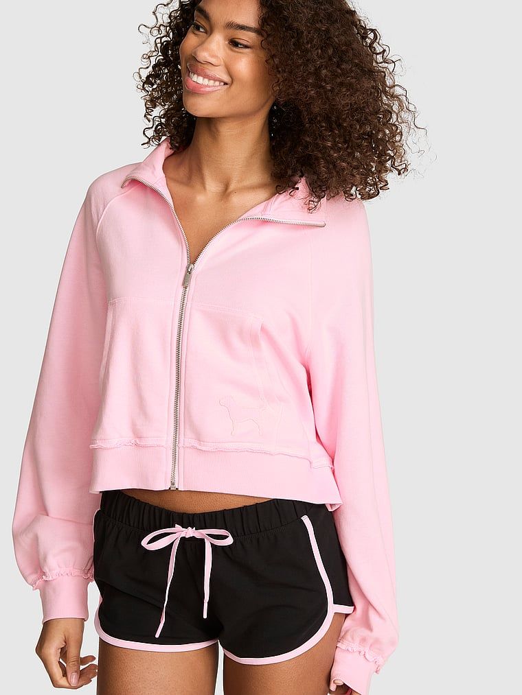 PINK Campus Terry Mock-Neck Full-Zip majica
