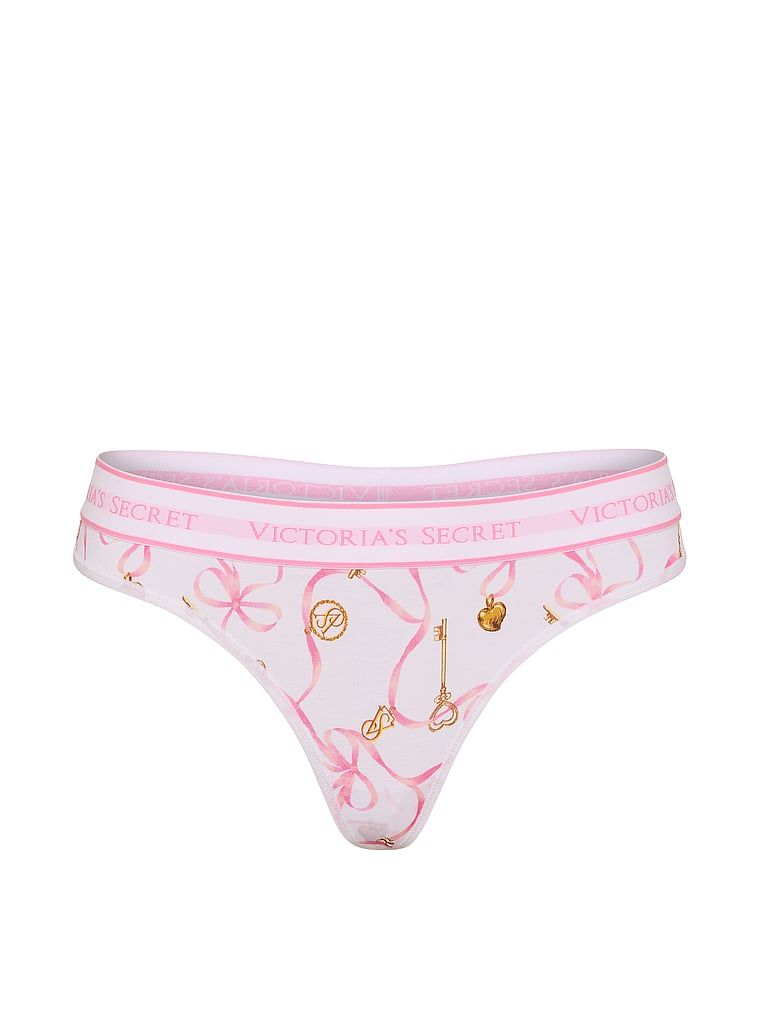 Pamučne tange s logom u struku. Proizvod ima uzorkovane boje i dolazi iz kolekcije Cotton.