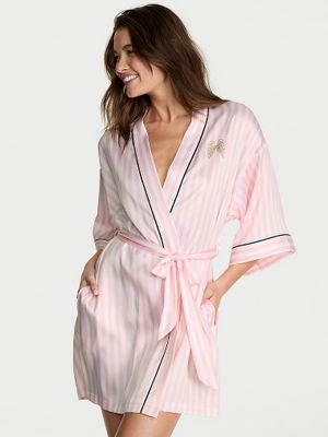 Victoria's Secret Kratki satenski ogrtač s obrubom i prepoznatljivim dizajnom