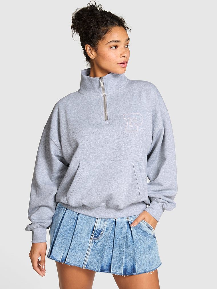 PINK Ivy fleece sweatshirt majica s kratkim patentnim zatvaračem