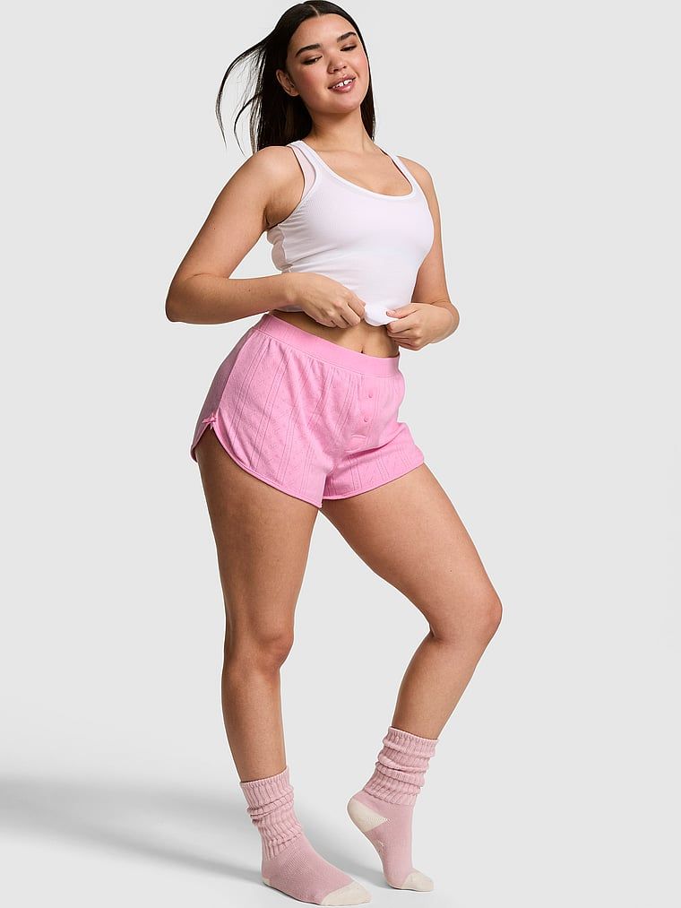 PINK Pointelle Bow boxer kratke hlače