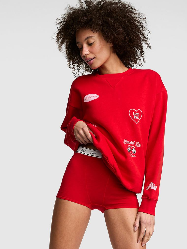 PINK Campus fleece oversized Crew majica