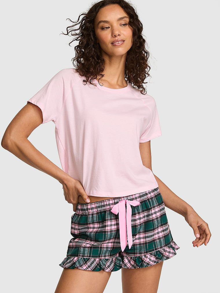 Flanelske pidžama kratke hlače Favorite Flannel s volanom