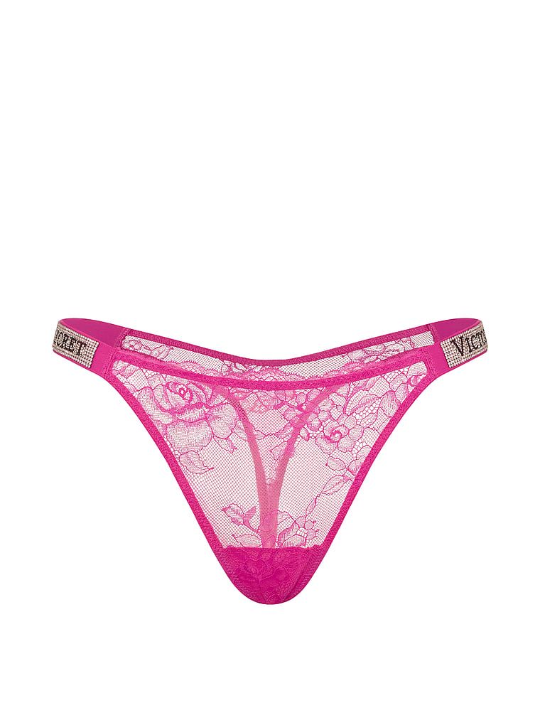Čipkaste tange s sjajnim naramenicama Shine Strap. Proizvod je ružičaste boje i dolazi iz kolekcije Very Sexy.