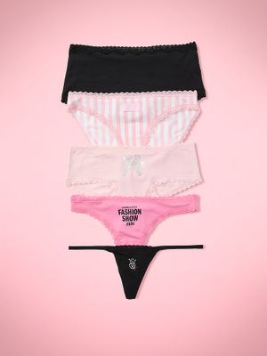 Victoria's Secret VSFS '26 paket od 5 pamučnih gaćica s čipkastim rubom u različitim krojevima