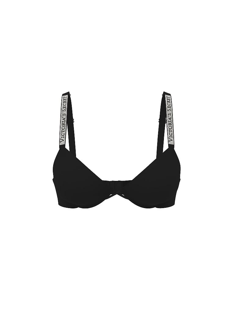 Blago podstavljeni grudnjak s Shine Strap Demi sjajnim naramenicama. Proizvod je crne boje i dolazi iz kolekcije Very Sexy.