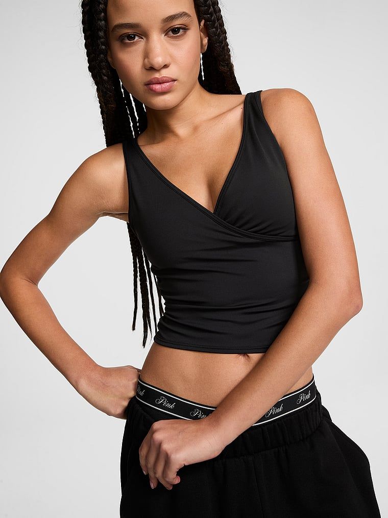 PINK PINK Relay Ruched Wrap bra tank top