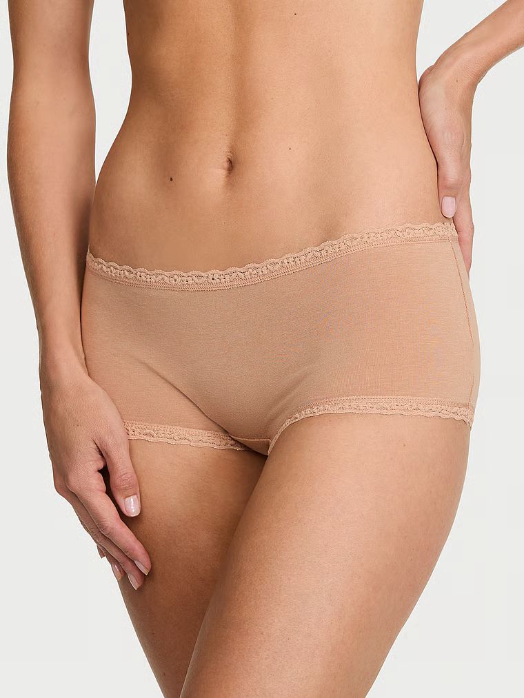 Lace Trim Pamučne bokserice s čipkastim obrubom
