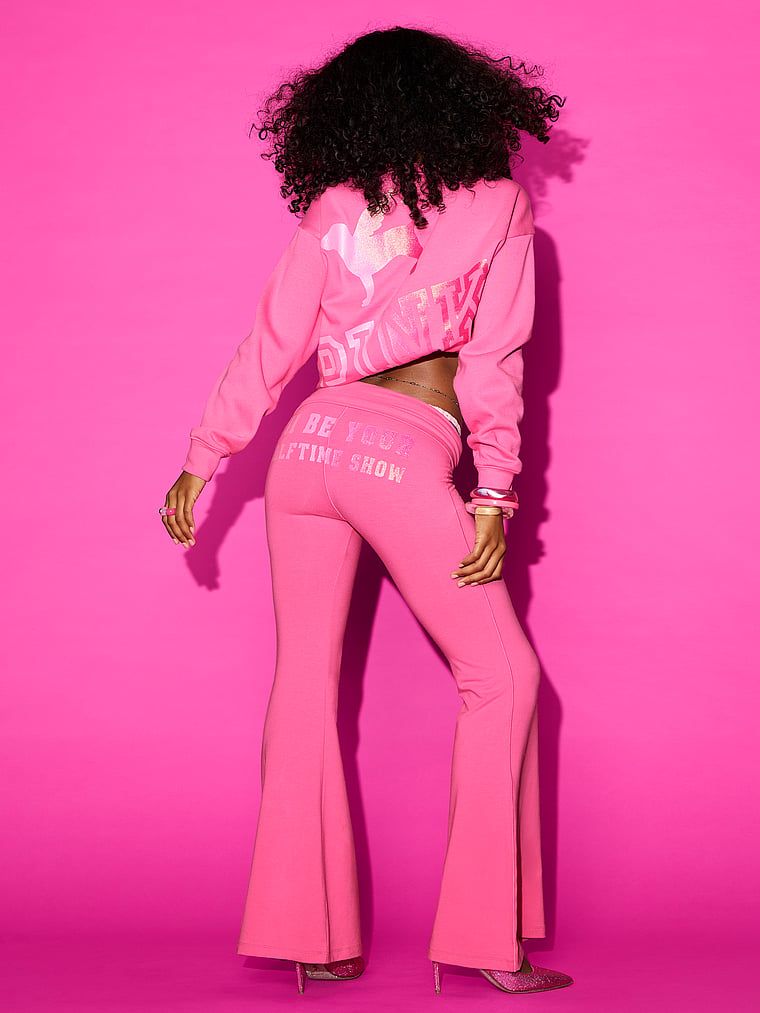 PINK Jako raširene tajice All-Day Cotton s preklopnim pojasom