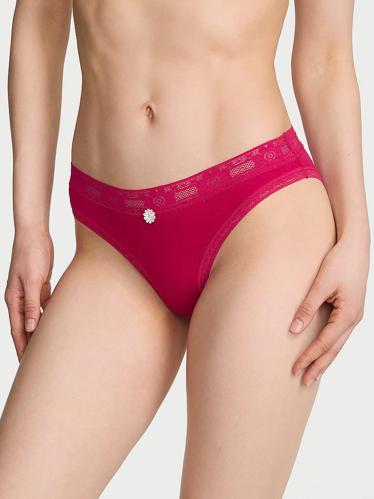 Lace Trim Pamučne bikini gaćice s čipkastim obrubom