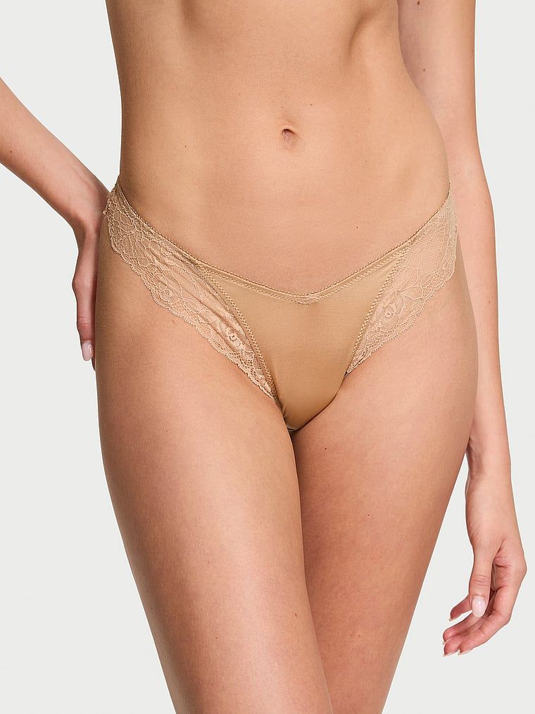 Very Sexy Visoko rezane tangice s obrubom od čipke s motivom ruže
