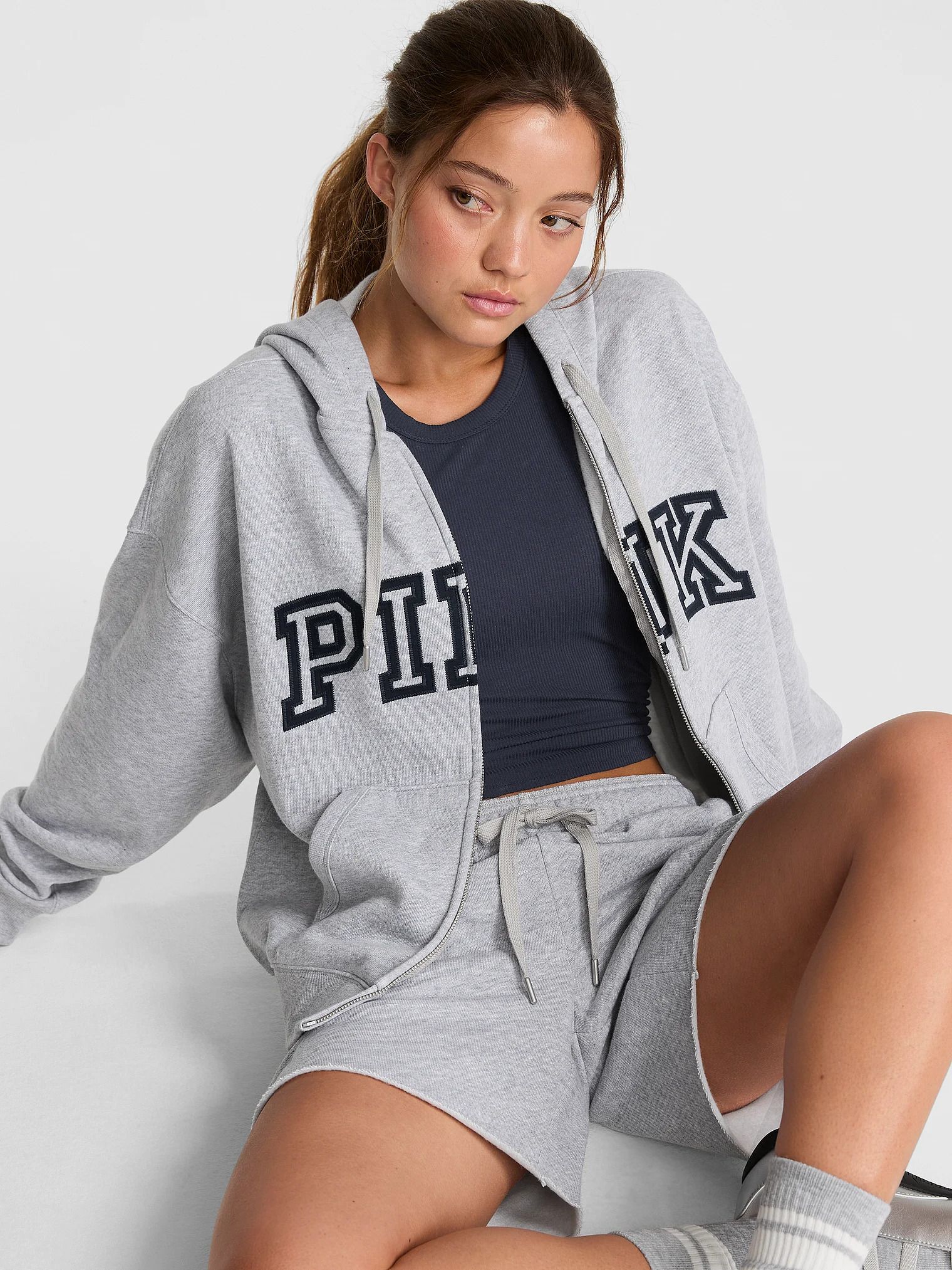 PINK Hoodie s patentnim zatvaračem Campus Fleece