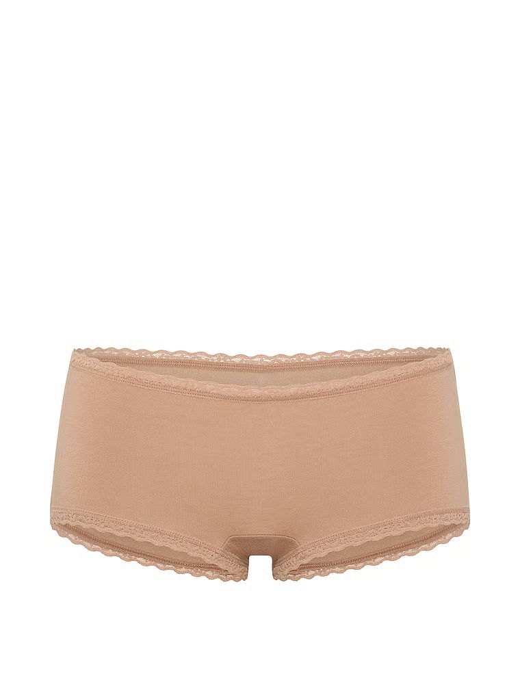 Pamučne kratke hlače s čipkom na rubovima, čipkaste Boyshorts. Proizvod je bež boje i dolazi iz kolekcije Lace Trim.