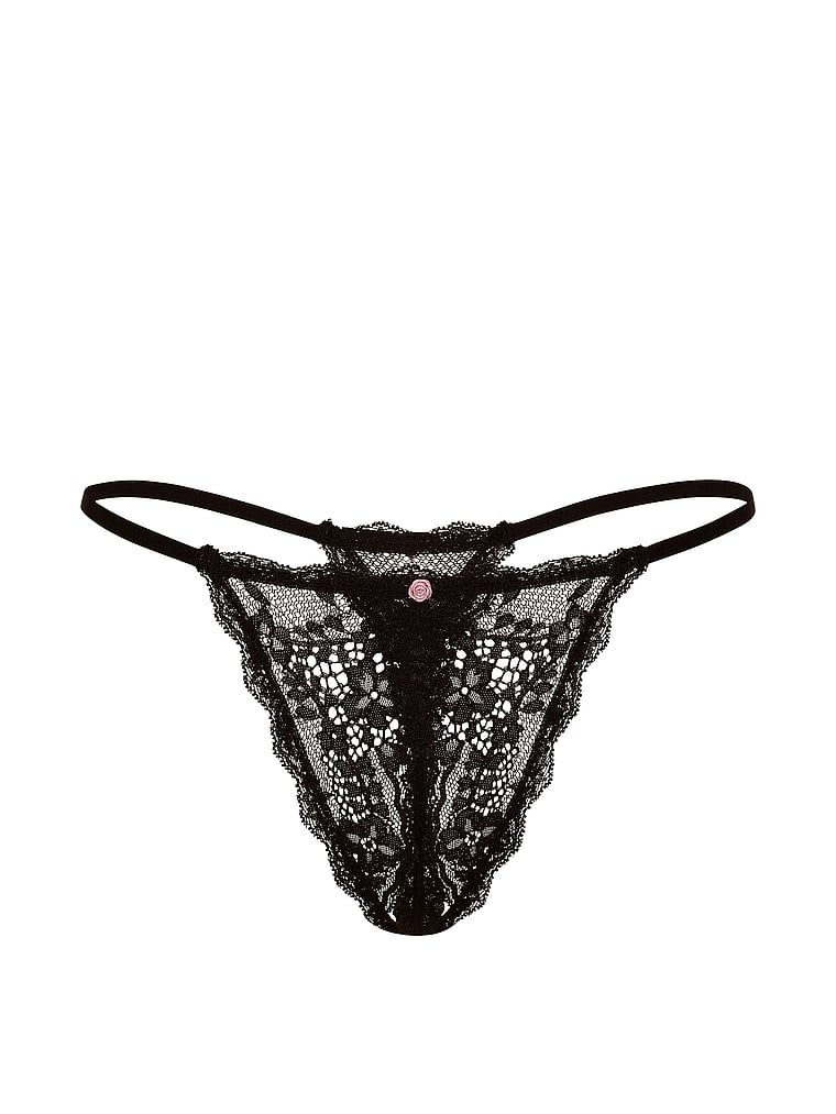Peekaboo čipkasti tanga bez koraka. Proizvod je crne boje i dolazi iz kolekcije Dream Angels.