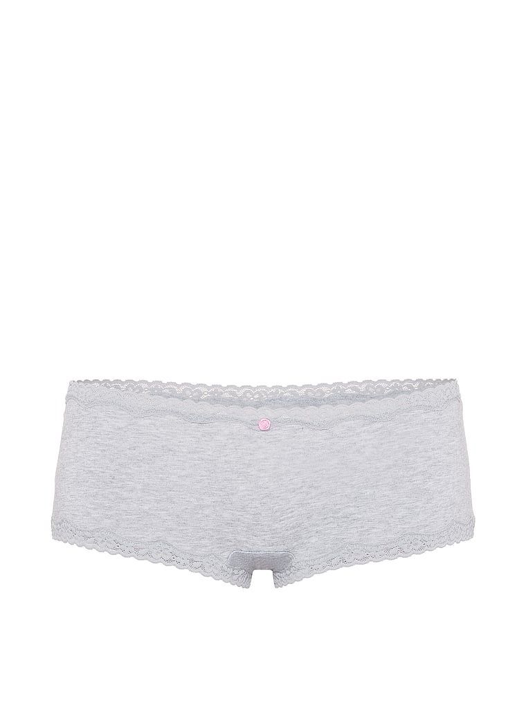 Pamučne kratke hlače s čipkom na rubovima, čipkaste Boyshorts. Proizvod je sive boje i dolazi iz kolekcije Lace Trim.