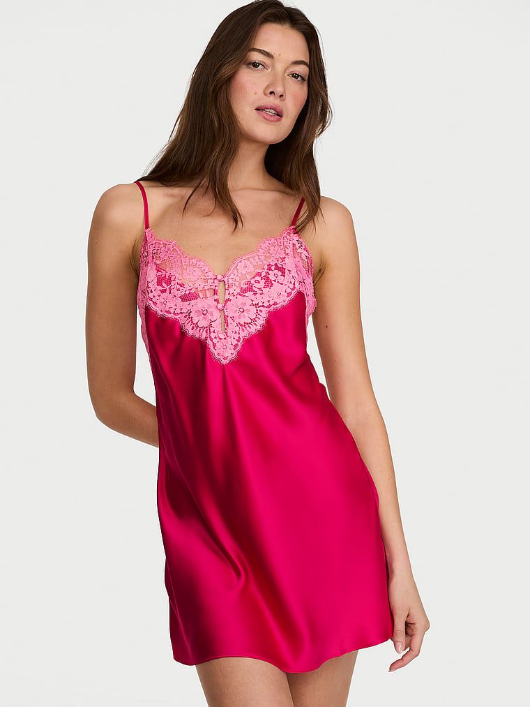 Dream Angels Kratka satenska slip haljina s čipkastim obrubom